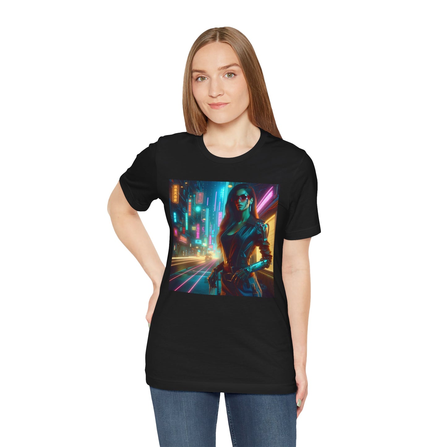 Cyber Lady, Unisex, Black Jersey, Short Sleeve Tee