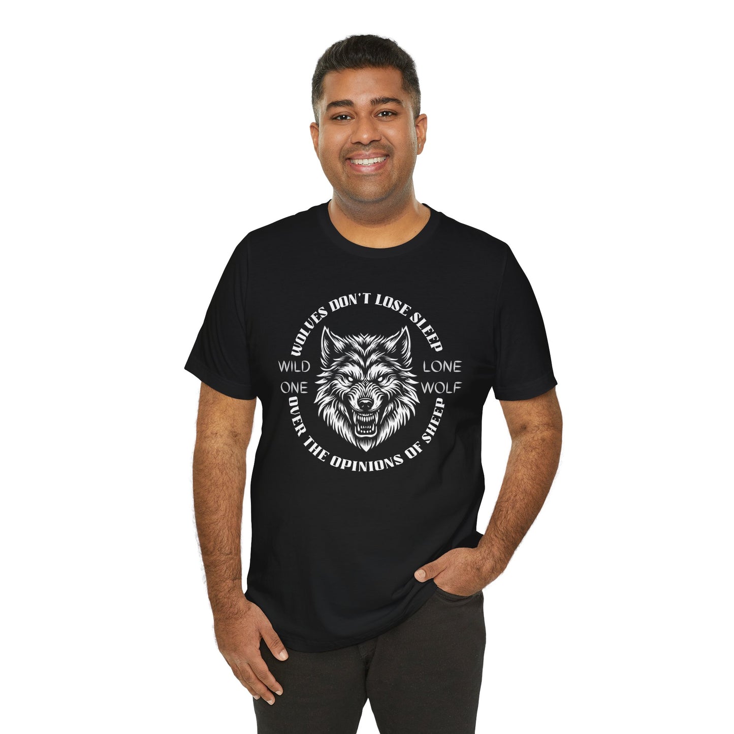Lone Wolf, Wild One, Unisex, Black Jersey, Short Sleeve Tee