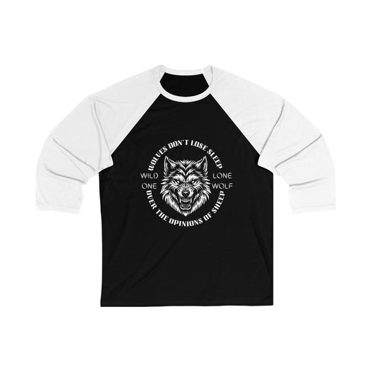 Lone Wolf, Wild One, Unisex, Black and White, 3\4 Sleeve Baseball Tee
