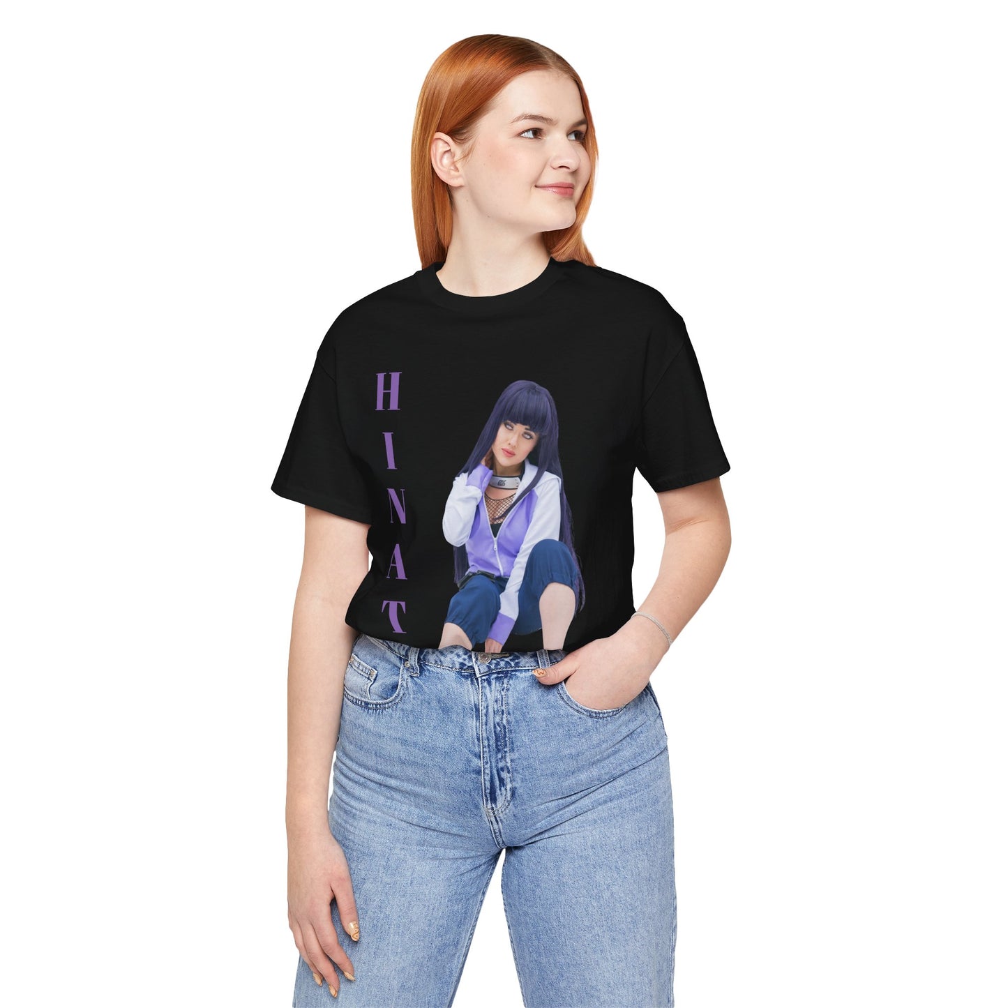 HINATA (NARUTO) COSPLAY, Unisex, Black Jersey, Short Sleeve Tee