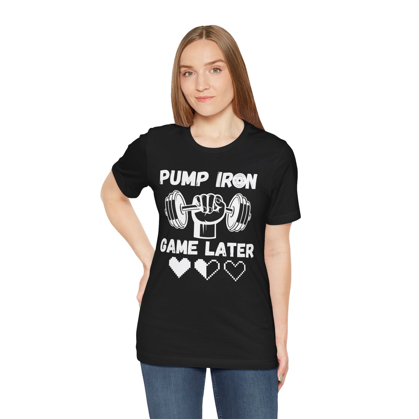 Pump Iron, Unisex, Black Jersey, Short Sleeve Tee