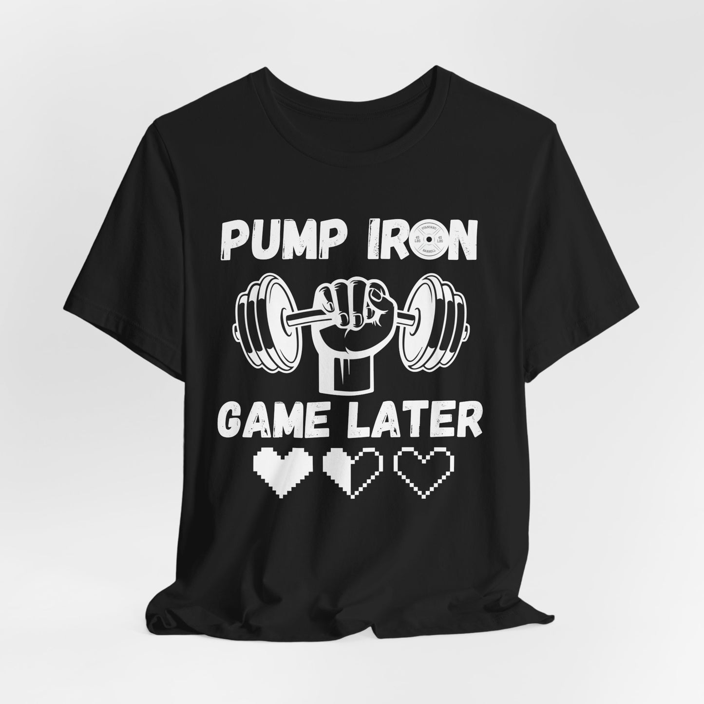 Pump Iron, Unisex, Black Jersey, Short Sleeve Tee