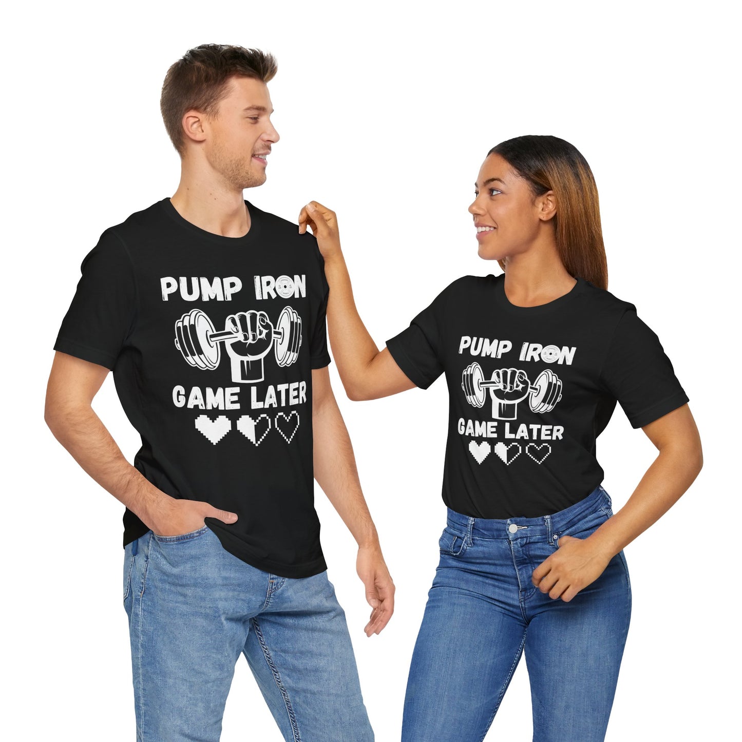 Pump Iron, Unisex, Black Jersey, Short Sleeve Tee