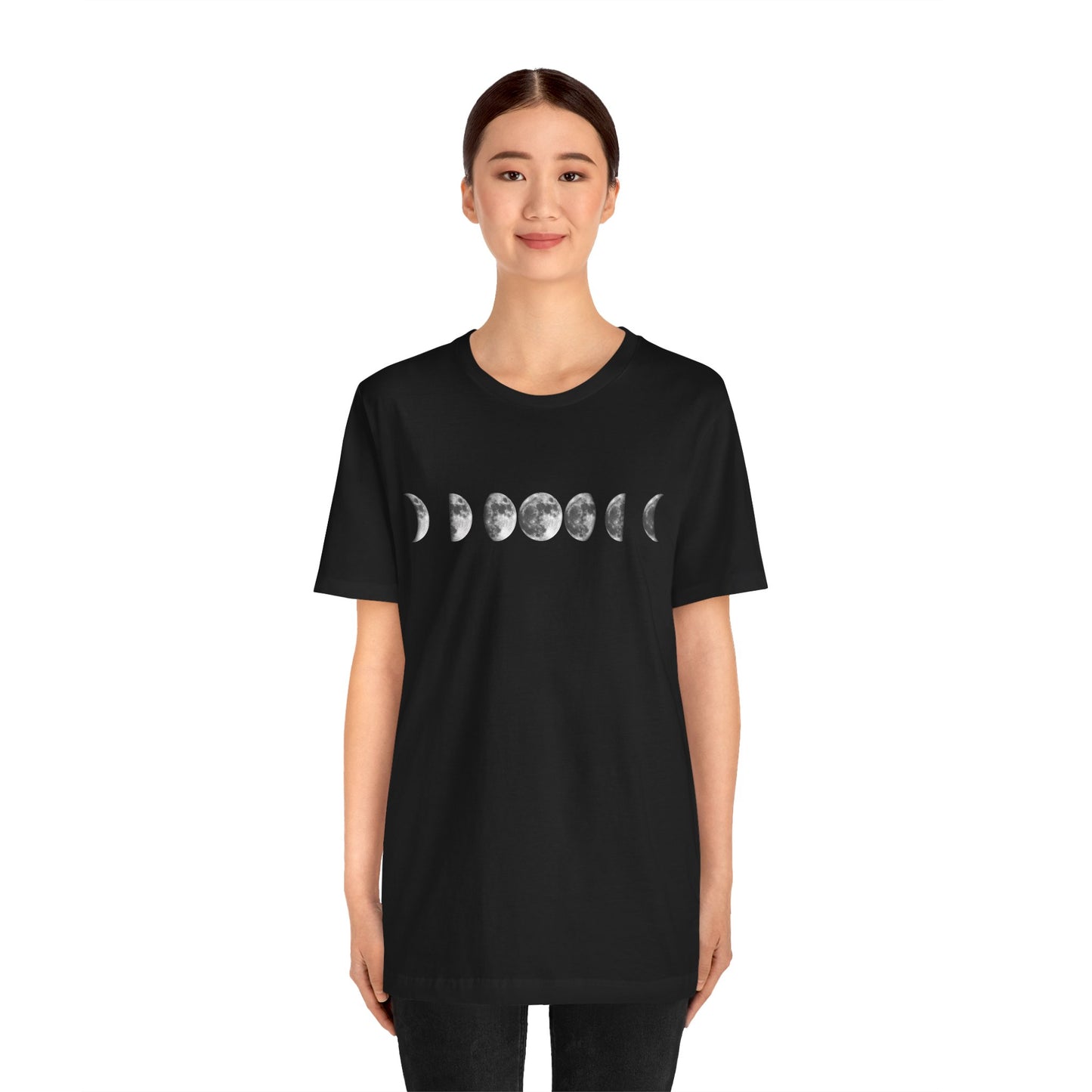 Moon Phases, Unisex, Black Jersey Short Sleeve Tee