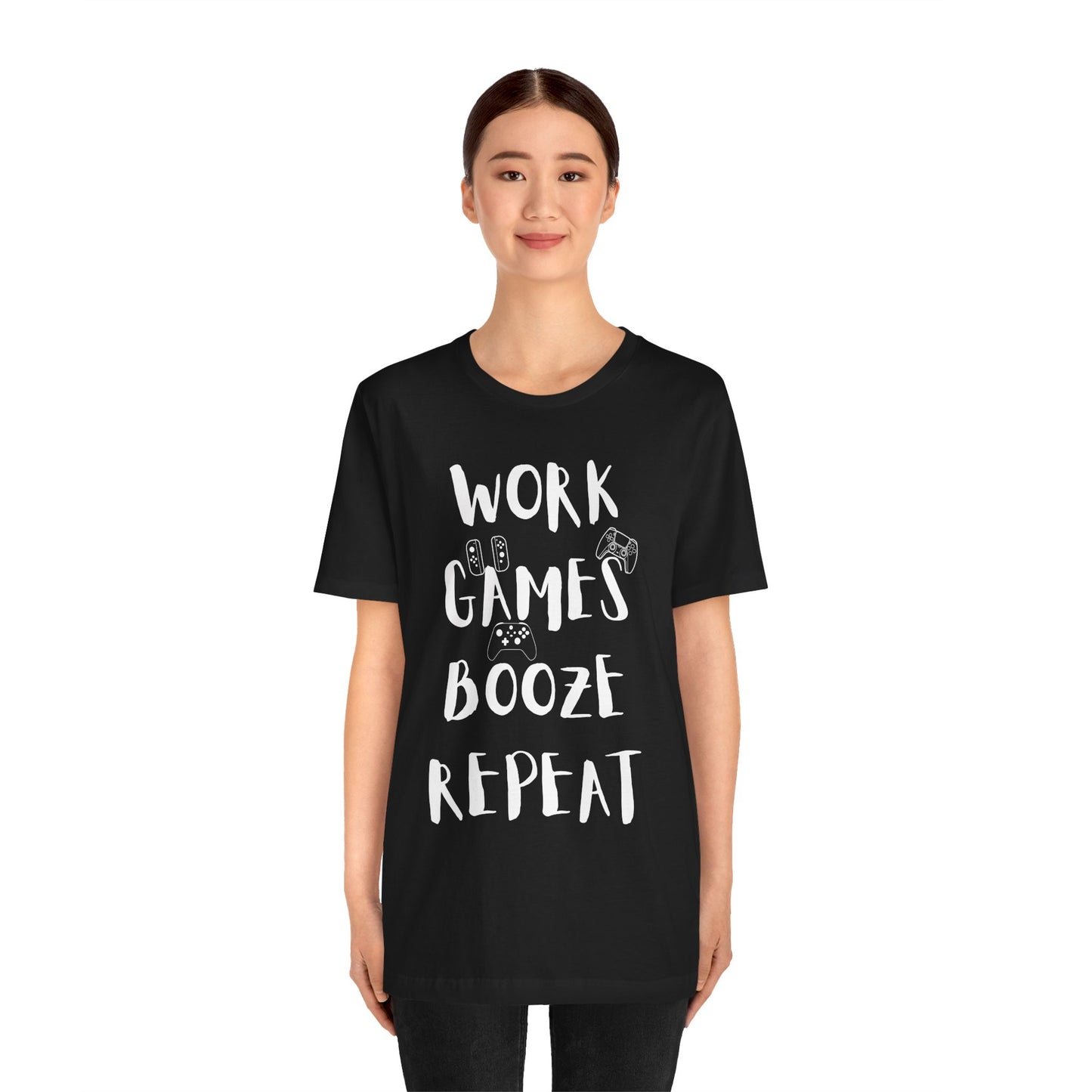 Adult Repeat Tee, Unisex, Black Jersey, Short Sleeve Tee