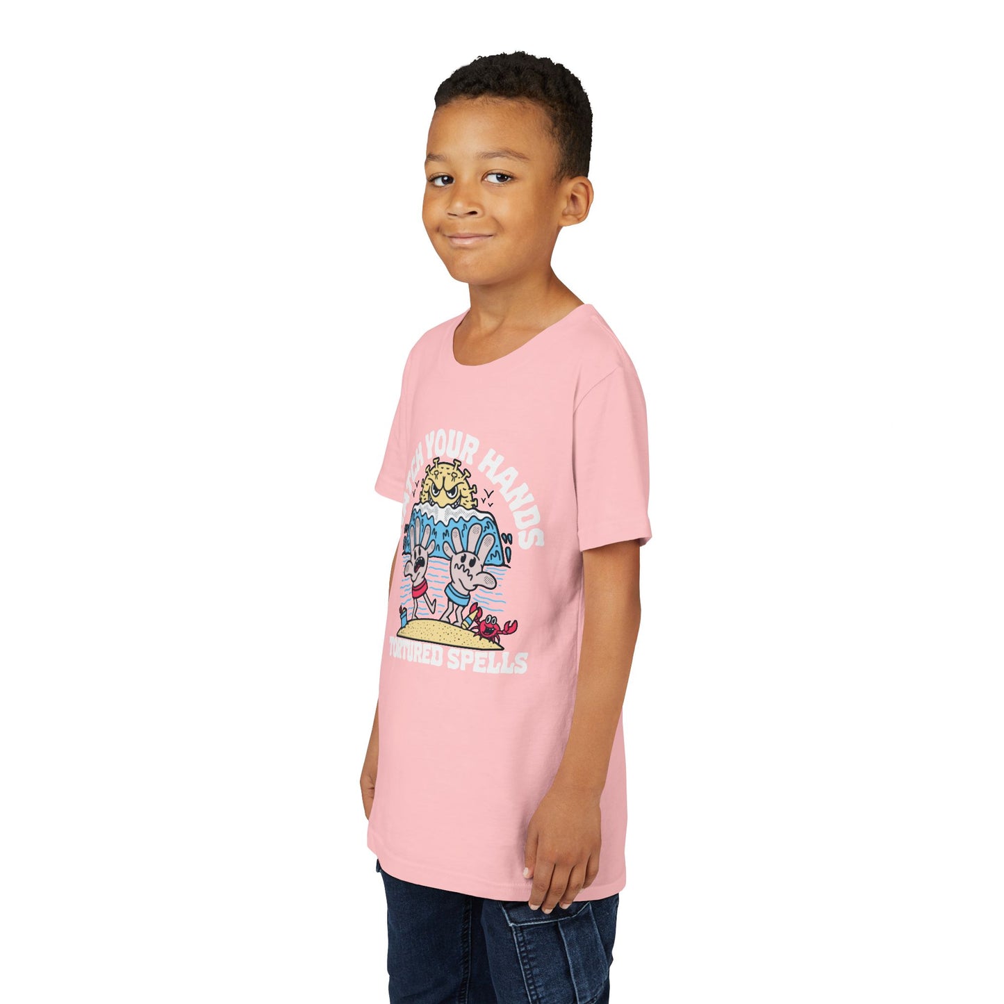 Watch Your Hands (Wash Your Hands, Coronavirus Reference), Youth, Black/White Short Sleeve Tee