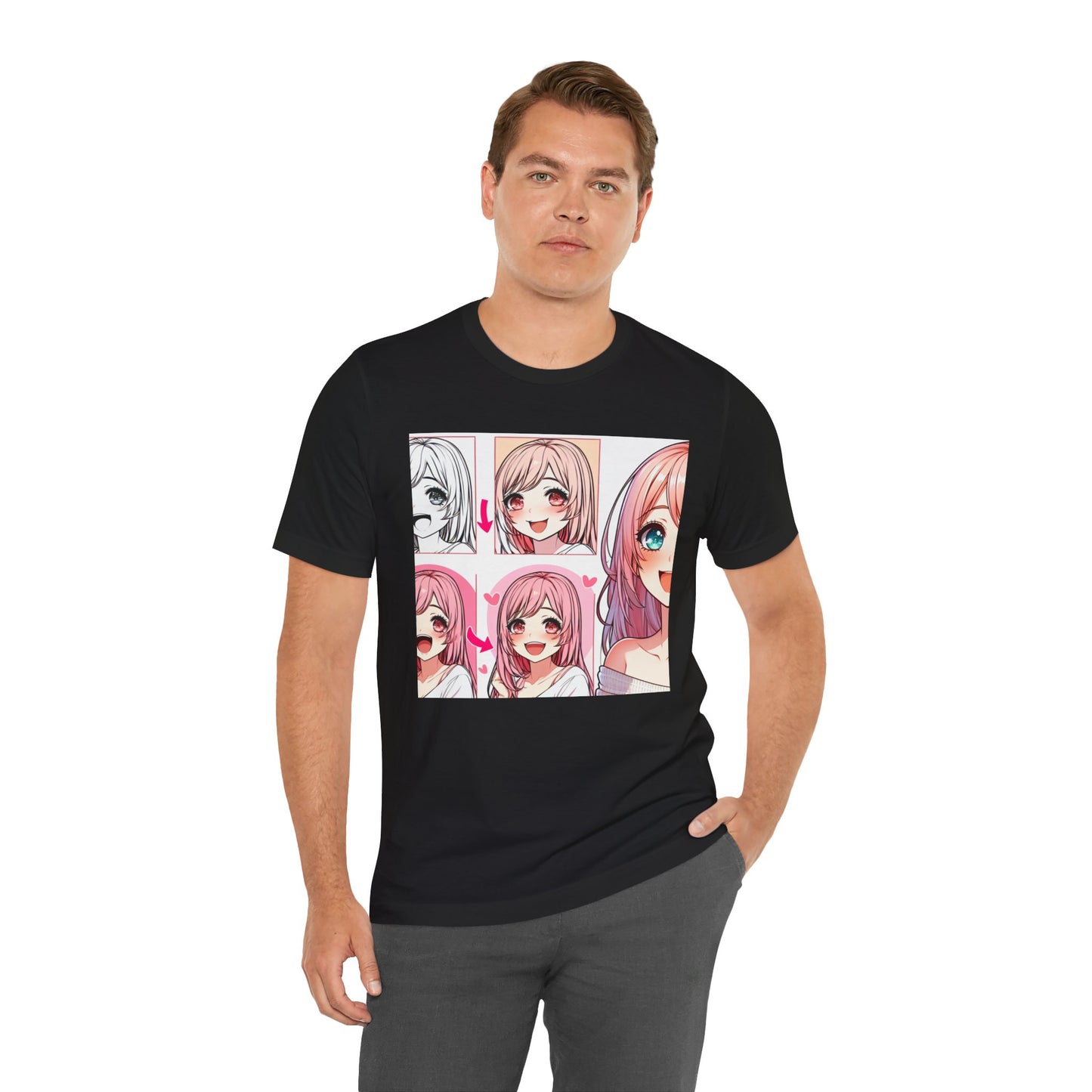 Anime Comic Artist Gal, Unisex, Black Jersey, Short Sleeve Tee