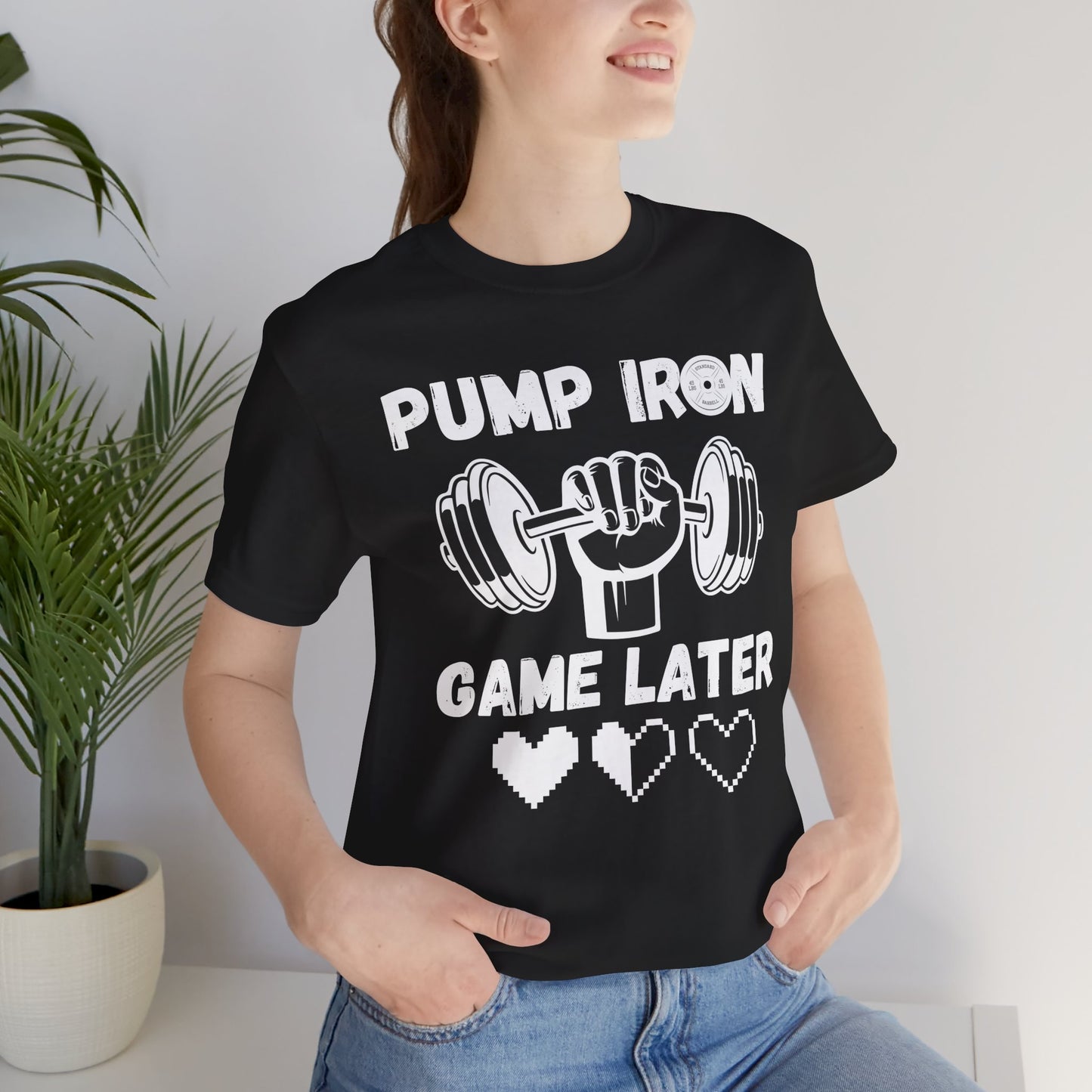 Pump Iron, Unisex, Black Jersey, Short Sleeve Tee