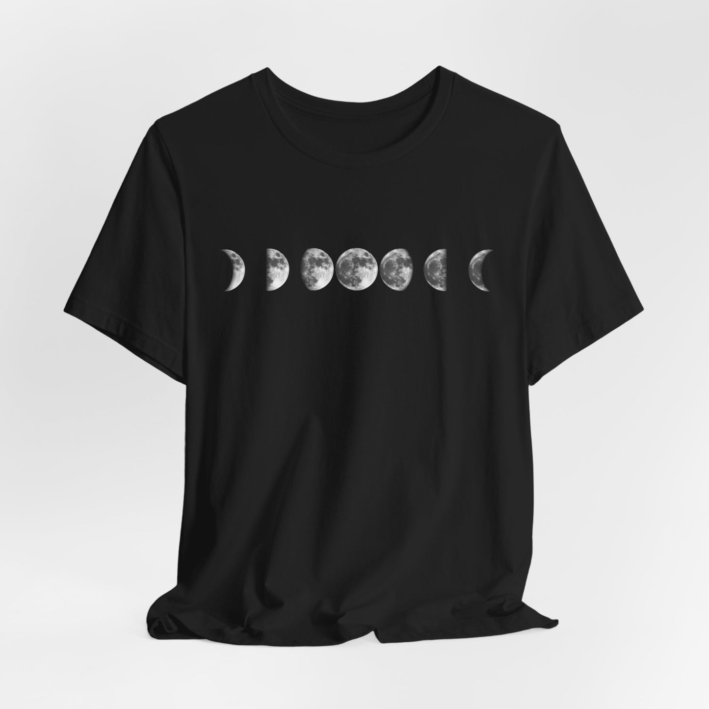 Moon Phases, Unisex, Black Jersey Short Sleeve Tee