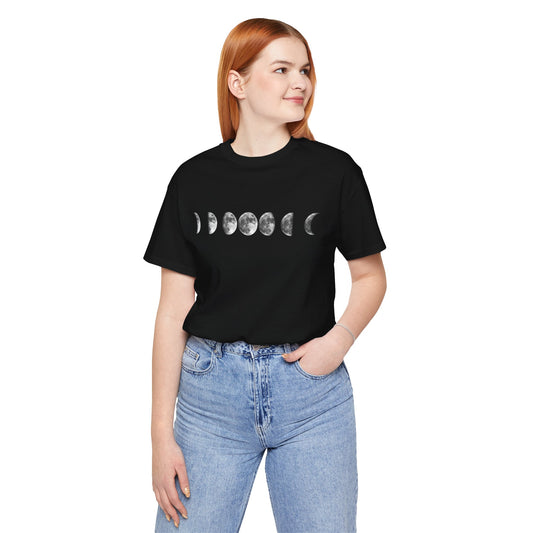 Moon Phases, Unisex, Black Jersey Short Sleeve Tee