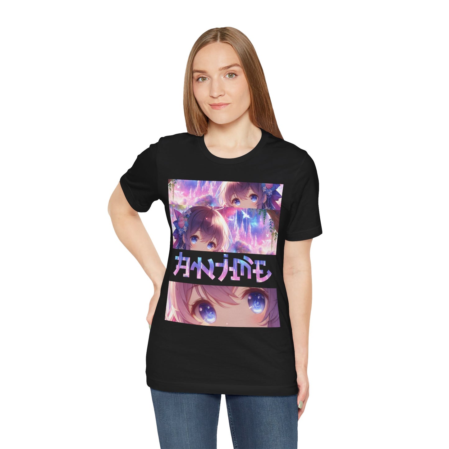 ANIME, Unisex, Black Jersey, Short Sleeve Tee
