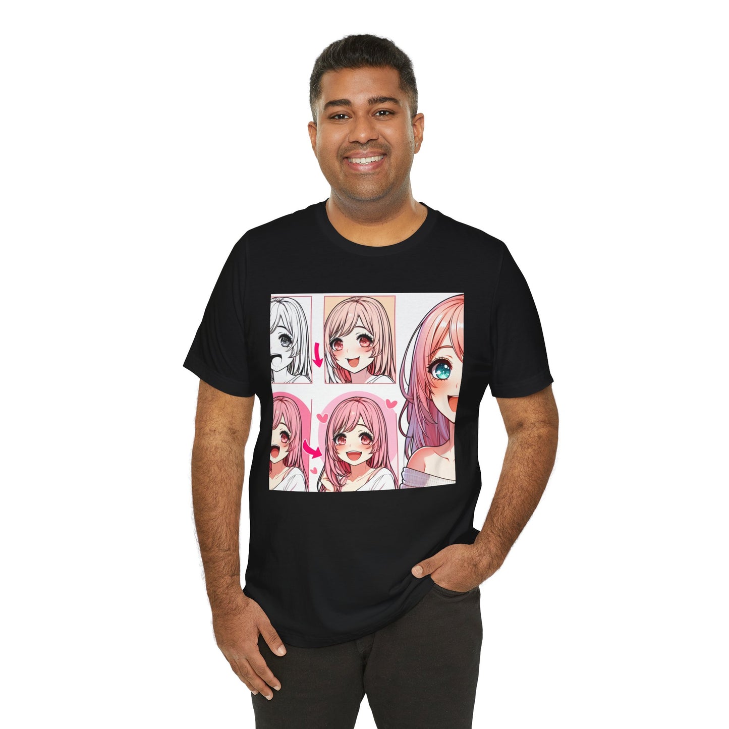 Anime Comic Artist Gal, Unisex, Black Jersey, Short Sleeve Tee