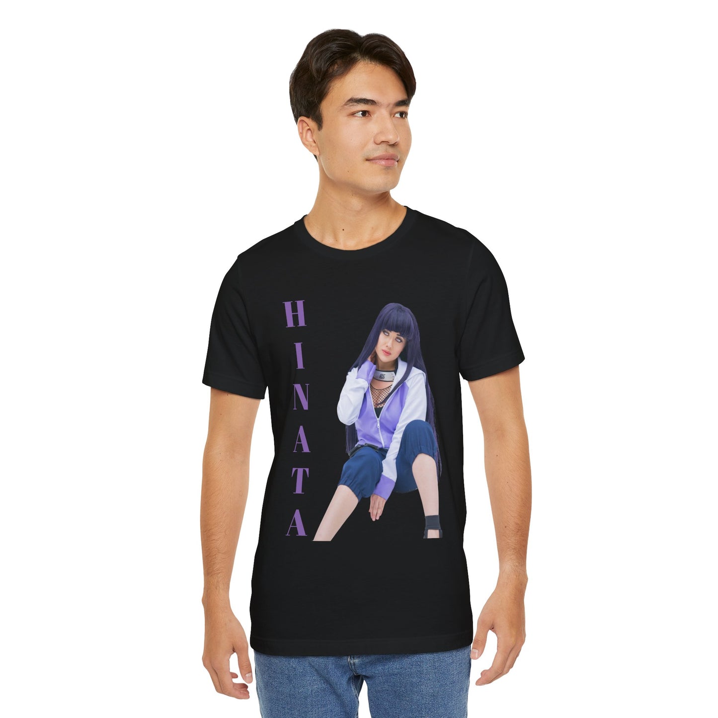 HINATA (NARUTO) COSPLAY, Unisex, Black Jersey, Short Sleeve Tee