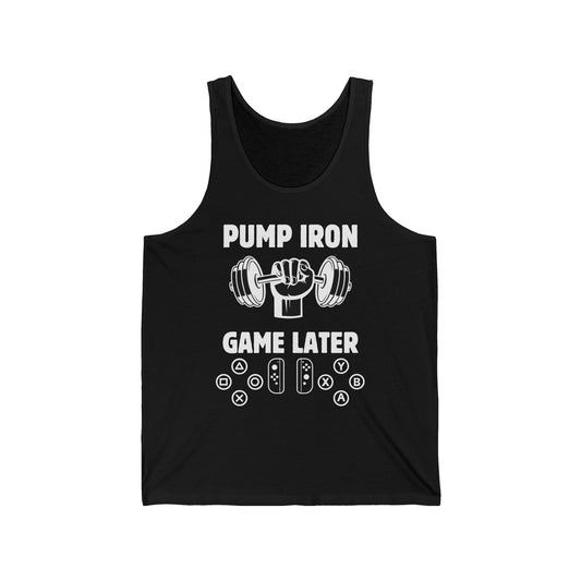Pump Iron, Unisex, Black Jersey Tank
