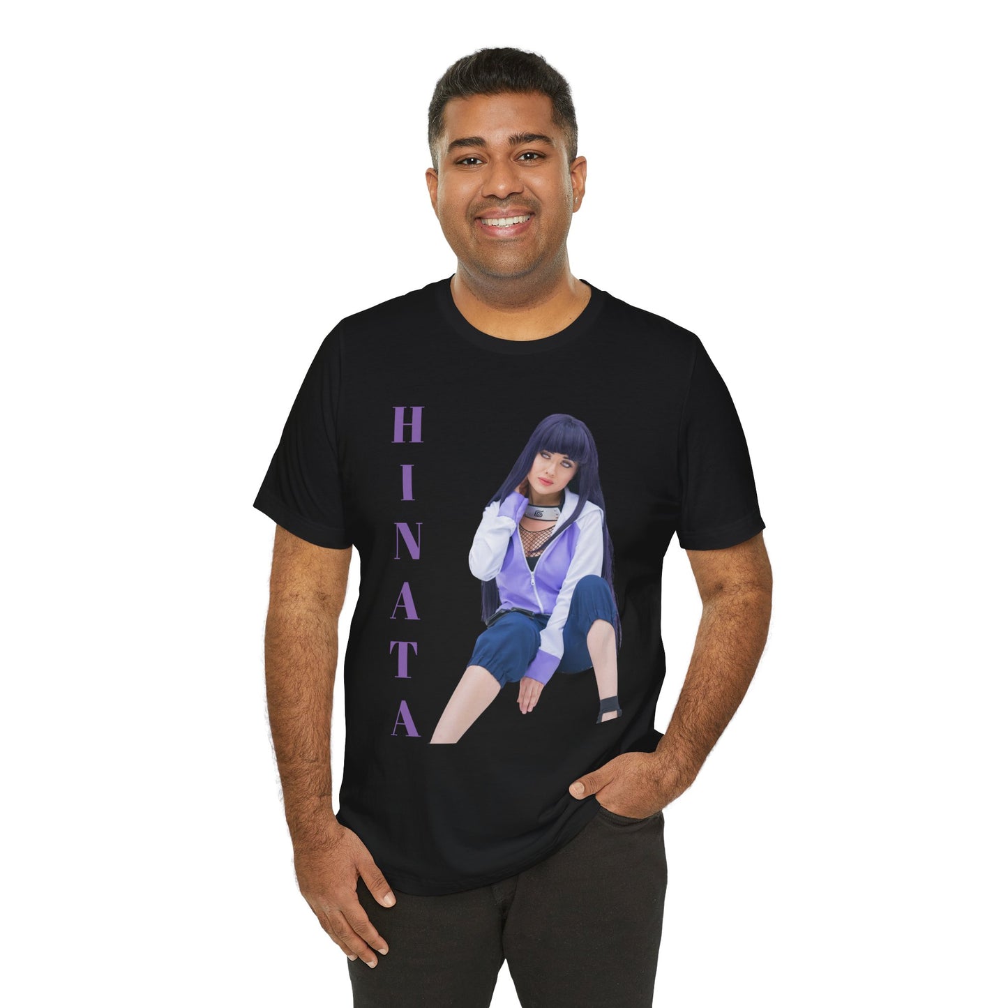 HINATA (NARUTO) COSPLAY, Unisex, Black Jersey, Short Sleeve Tee