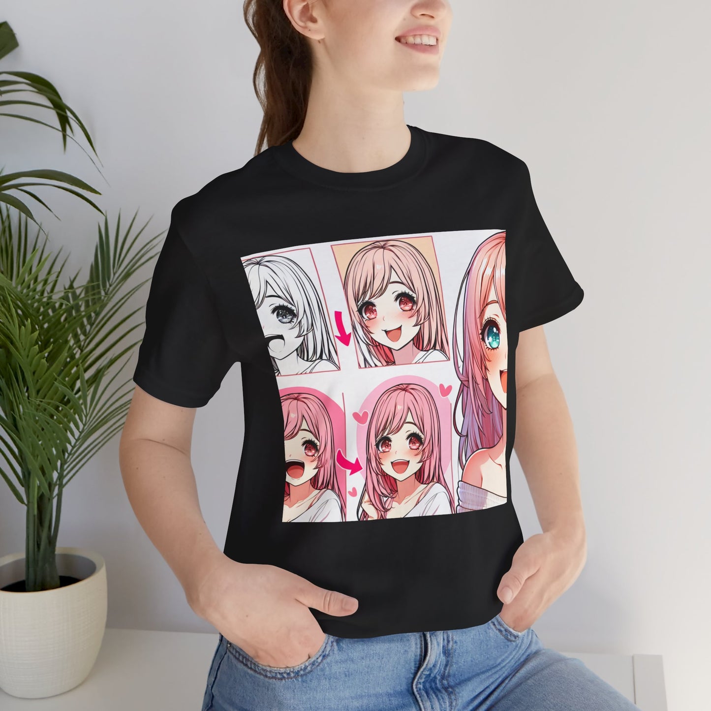 Anime Comic Artist Gal, Unisex, Black Jersey, Short Sleeve Tee