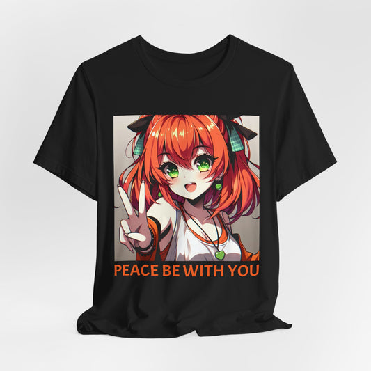 Anime Peace Ladies (Front and Back), Unisex, Black Jersey, Short Sleeve Tee