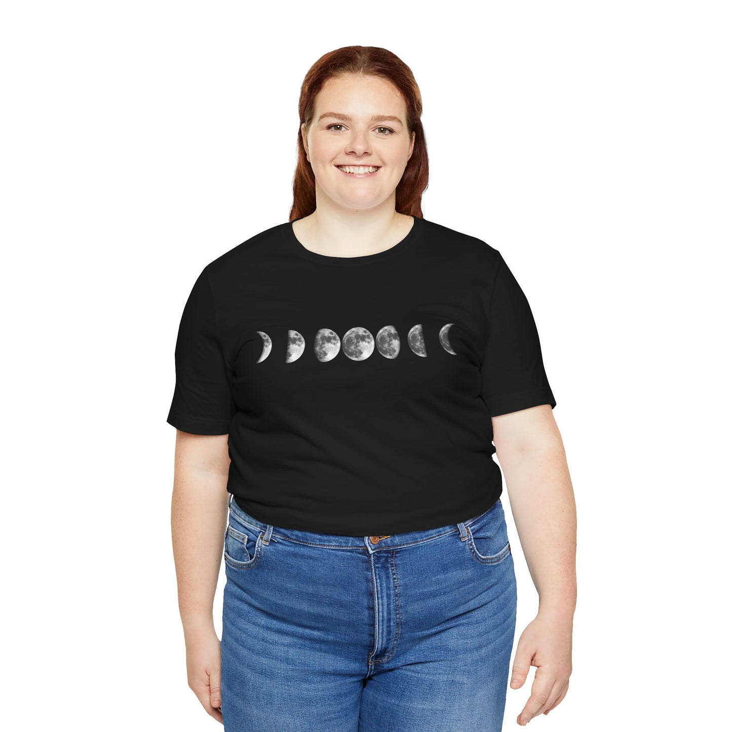 Moon Phases, Unisex, Black Jersey Short Sleeve Tee