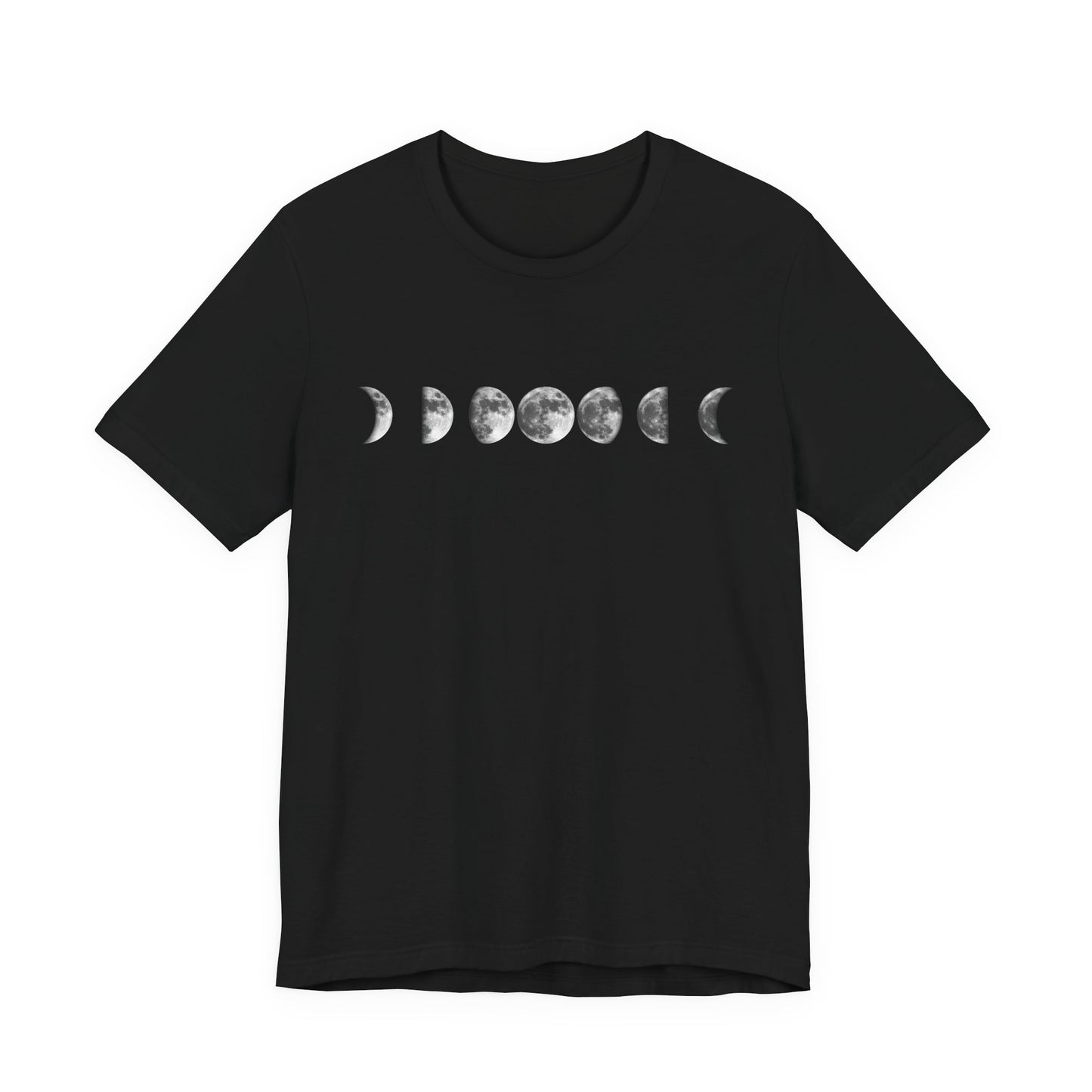 Moon Phases, Unisex, Black Jersey Short Sleeve Tee