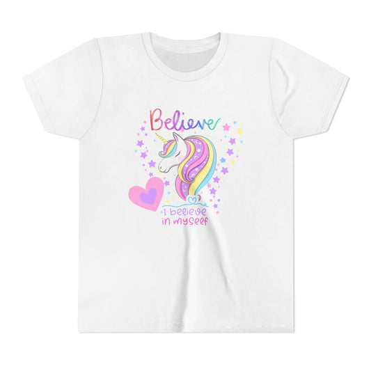 Unicorn, Youth, White/Black/Gray Short Sleeve Tee, Digitally-Printed by Awkward Styles