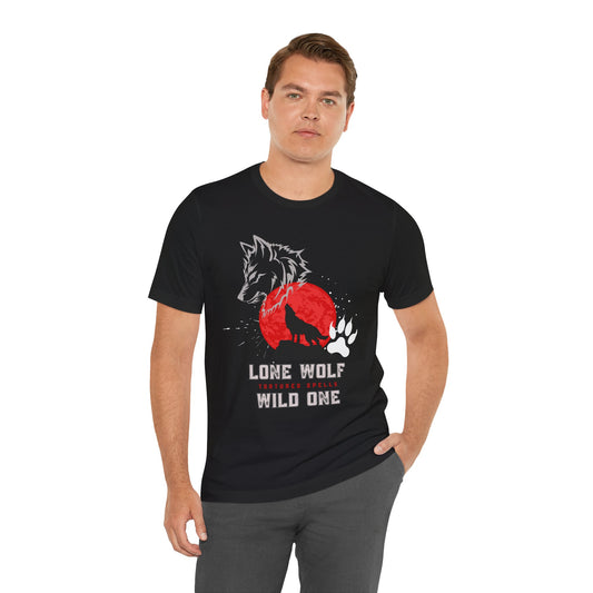 Howling Wolf, Unisex, Black Jersey, Short Sleeve Tee