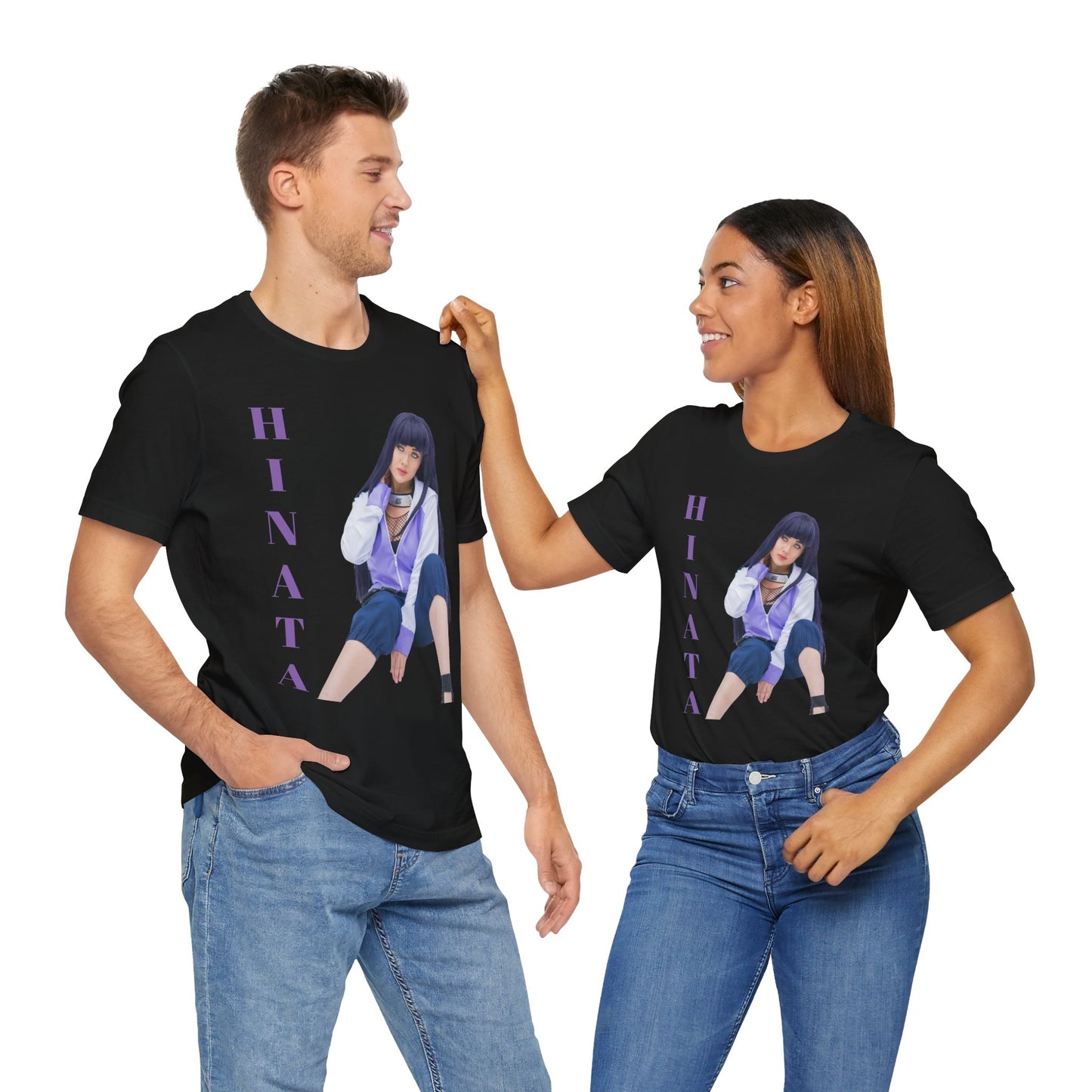 HINATA (NARUTO) COSPLAY, Unisex, Black Jersey, Short Sleeve Tee