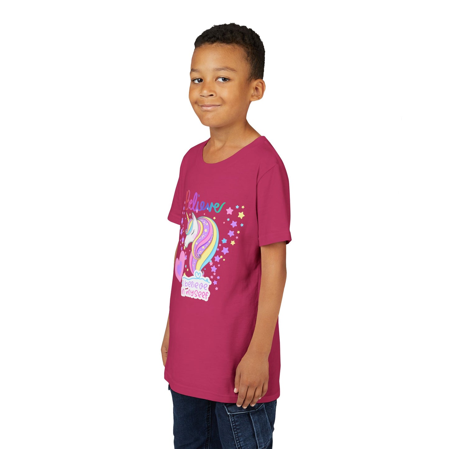 Unicorn, Youth, White/Black/Gray Short Sleeve Tee, Digitally-Printed by Awkward Styles