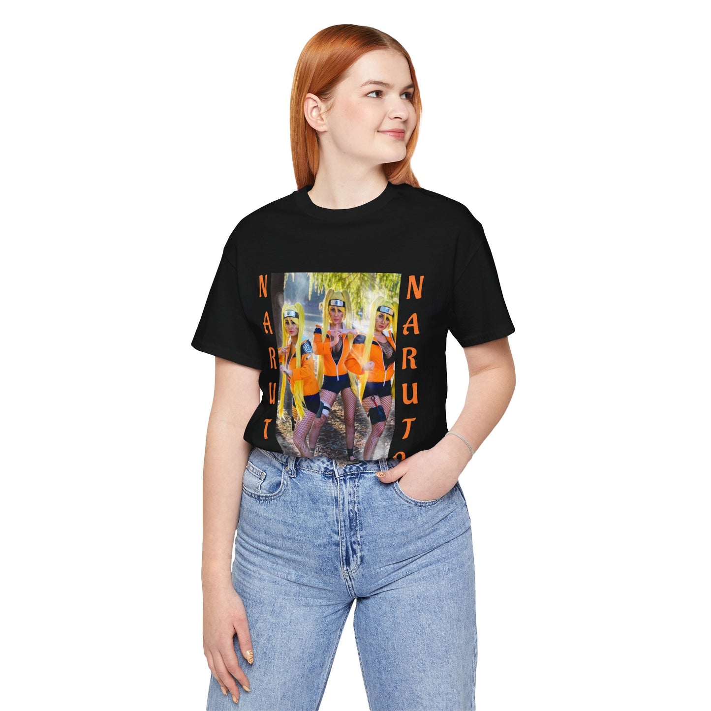 NARUTO (NARUKO) COSPLAY, Unisex, Black Jersey, Short Sleeve Tee