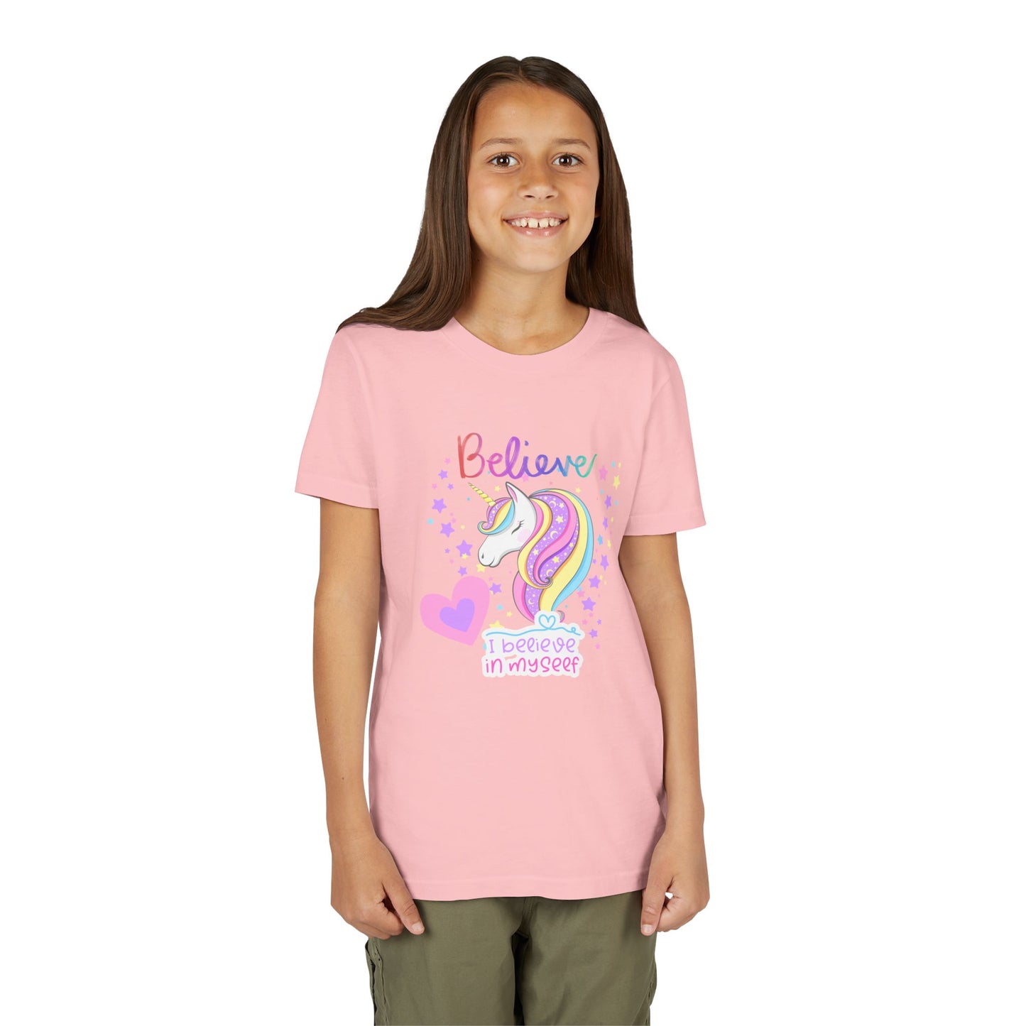 Unicorn, Youth, White/Black/Gray Short Sleeve Tee, Digitally-Printed by Awkward Styles