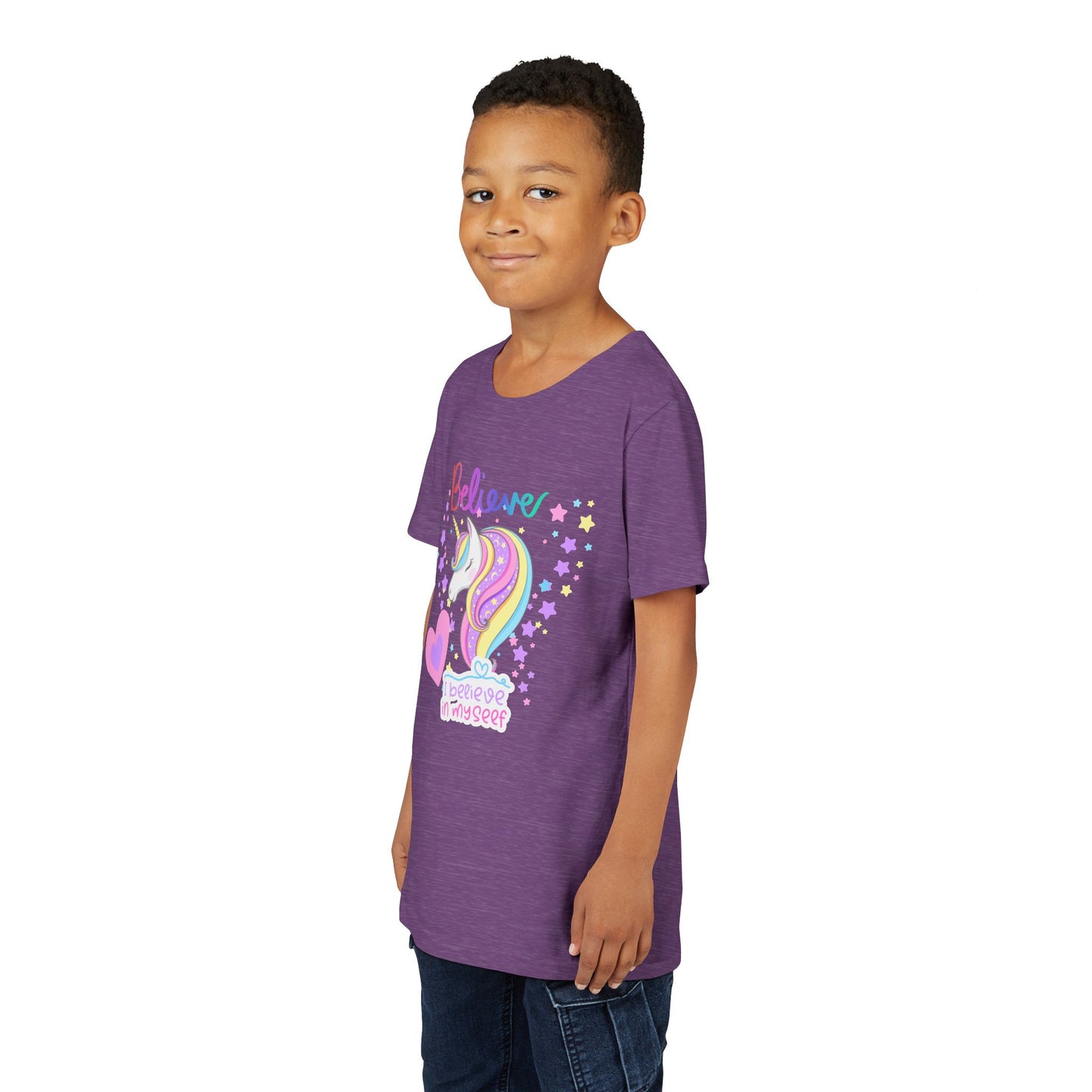 Unicorn, Youth, White/Black/Gray Short Sleeve Tee, Digitally-Printed by Awkward Styles