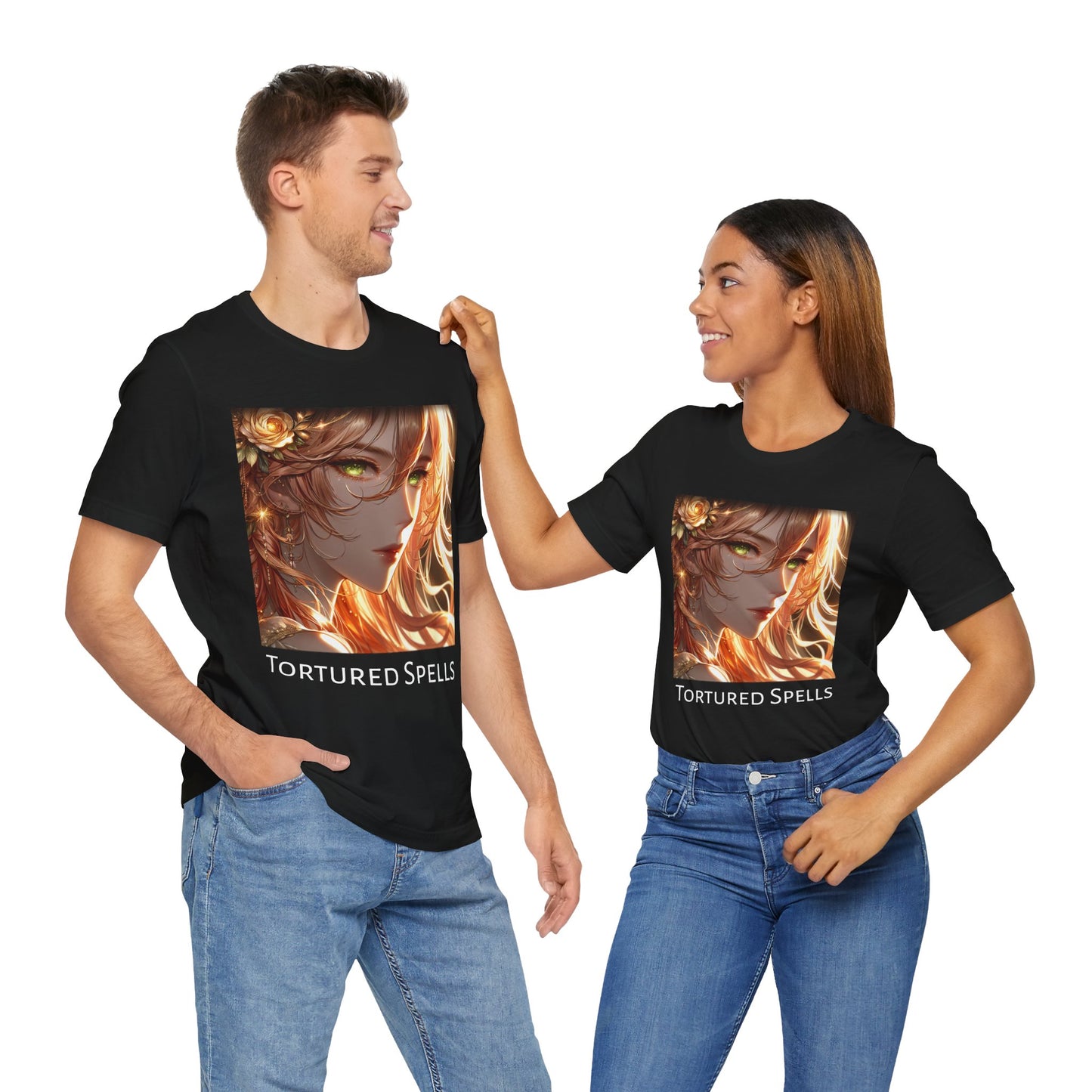 Tortured Spells Beauty, Unisex, Black Jersey, Short Sleeve Tee
