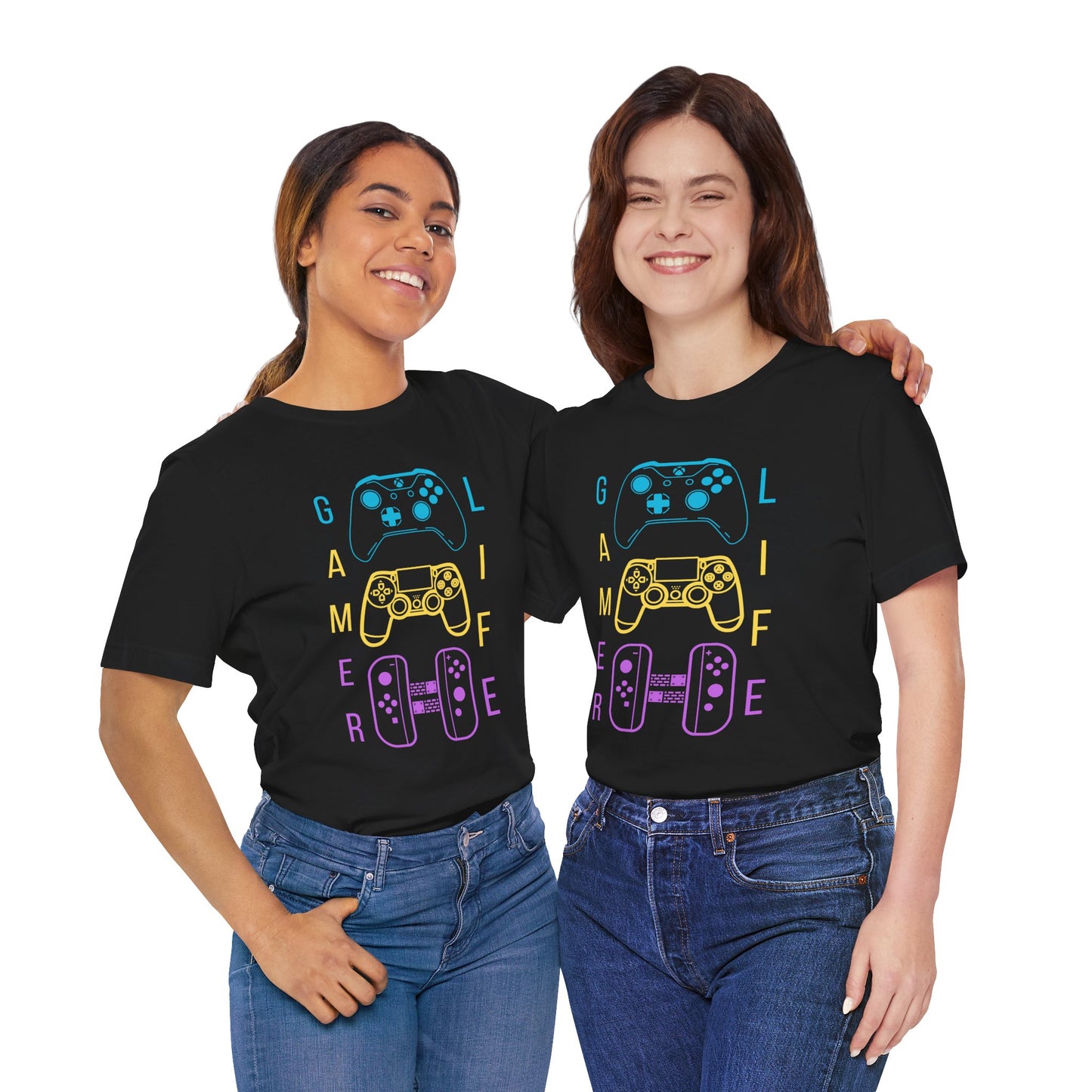 Gamer Life, Controllers Version, Unisex, Black Jersey, Short Sleeve Tee