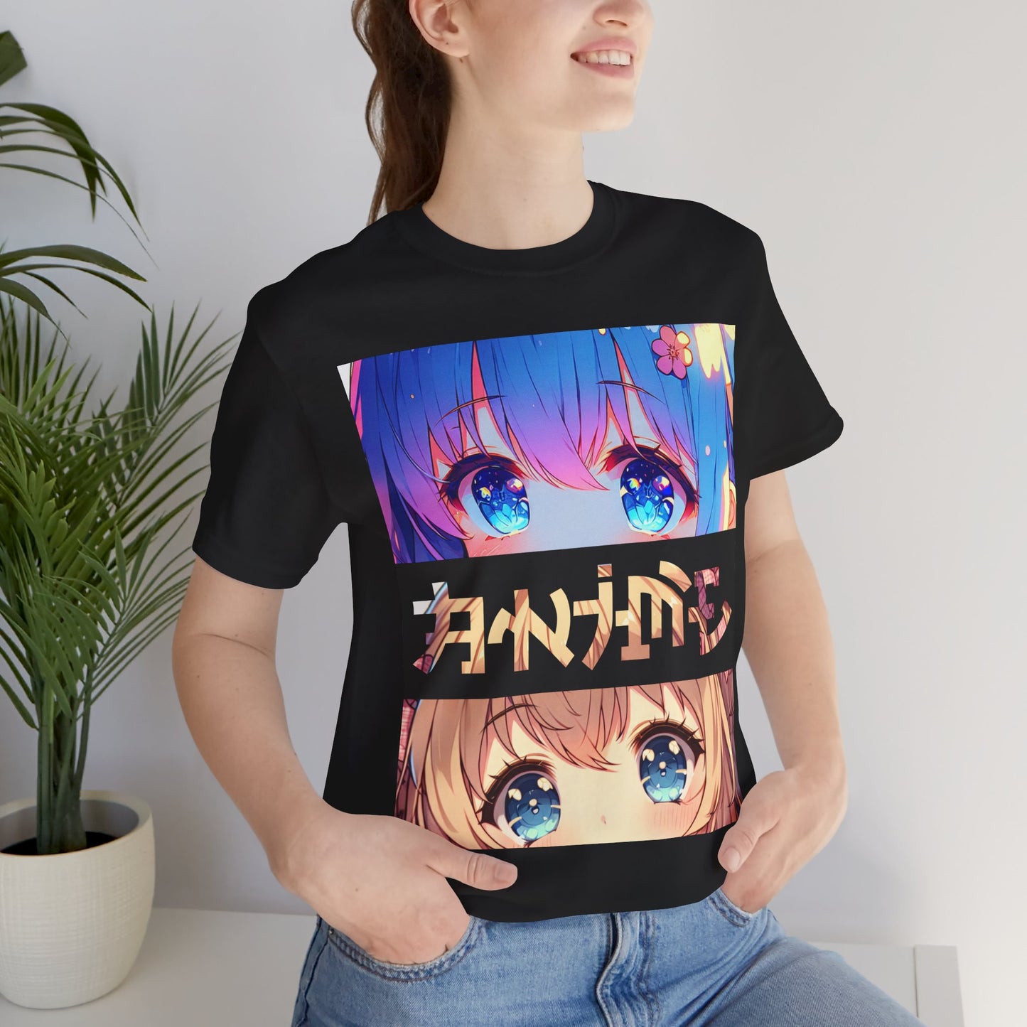 ANIME EYES, Unisex, Black Jersey, Short Sleeve Tee