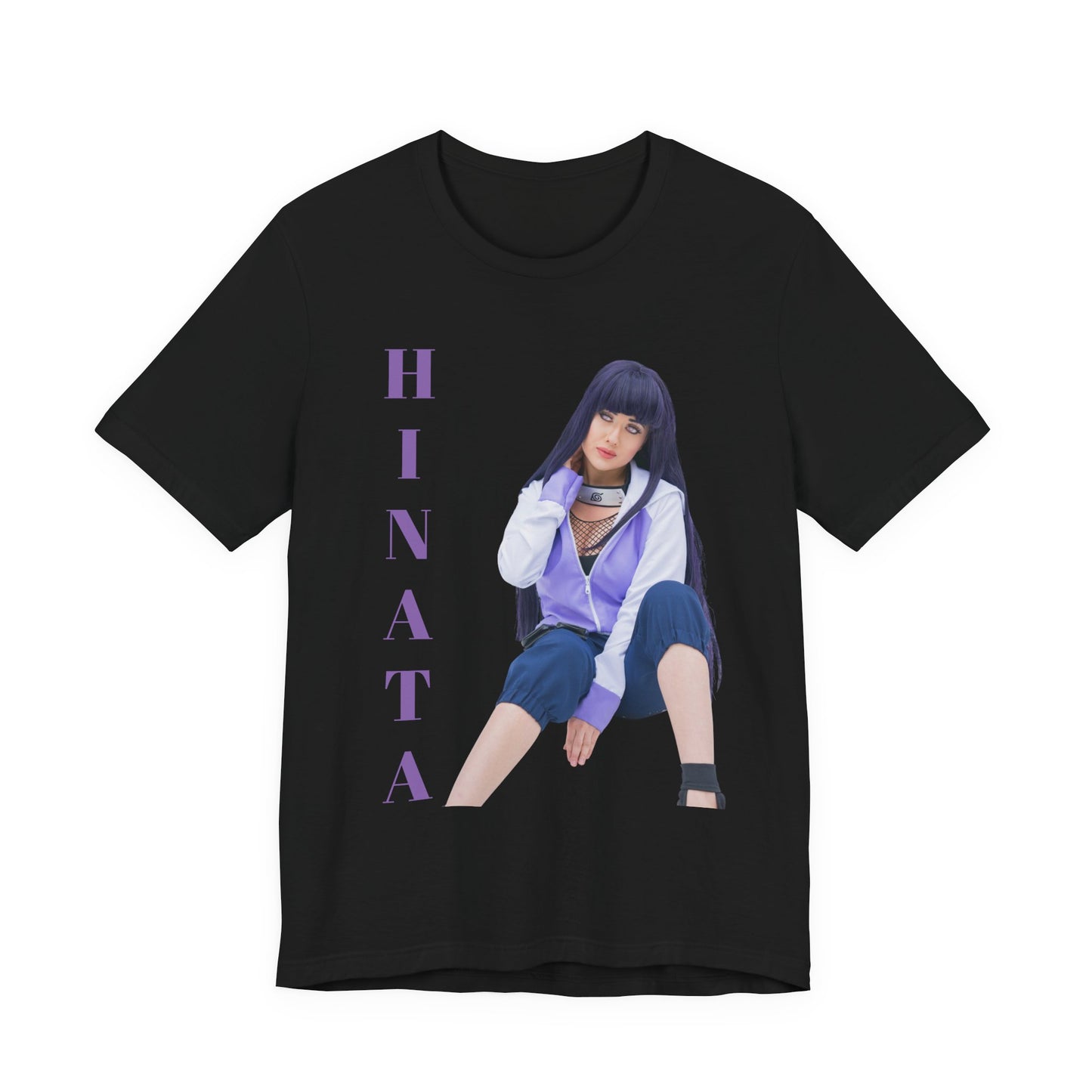 HINATA (NARUTO) COSPLAY, Unisex, Black Jersey, Short Sleeve Tee