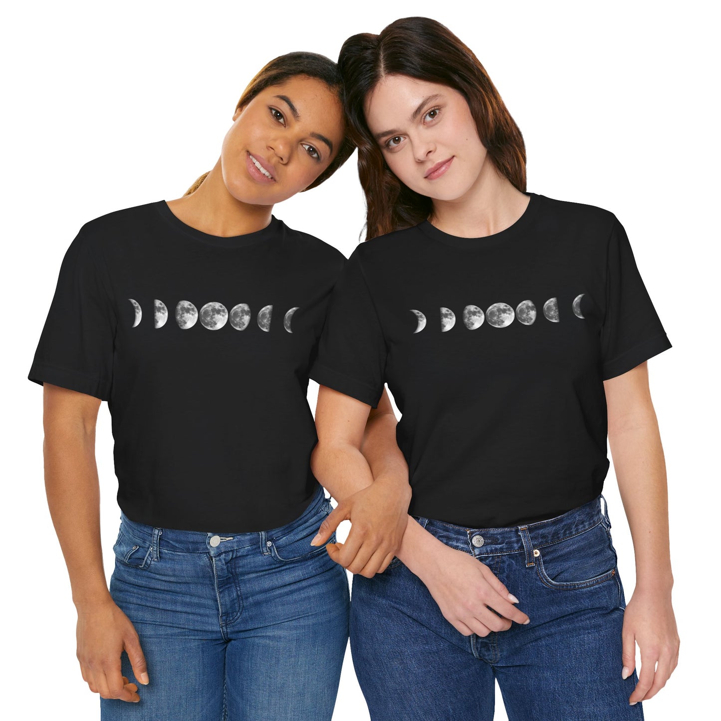 Moon Phases, Unisex, Black Jersey Short Sleeve Tee