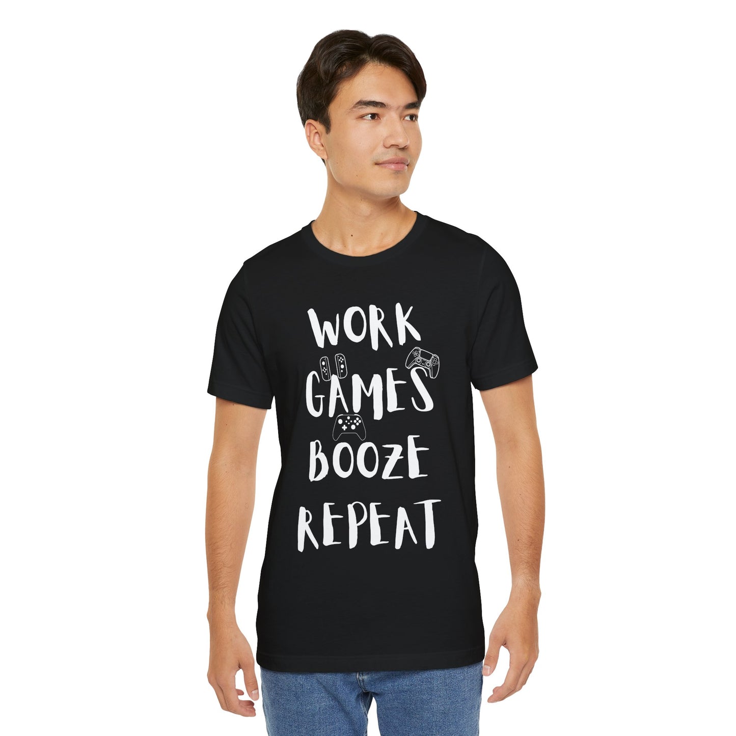Adult Repeat Tee, Unisex, Black Jersey, Short Sleeve Tee