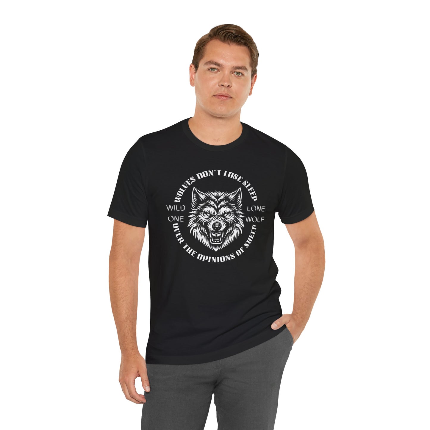 Lone Wolf, Wild One, Unisex, Black Jersey, Short Sleeve Tee