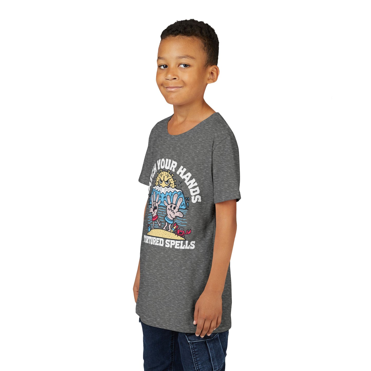 Watch Your Hands (Wash Your Hands, Coronavirus Reference), Youth, Black/White Short Sleeve Tee