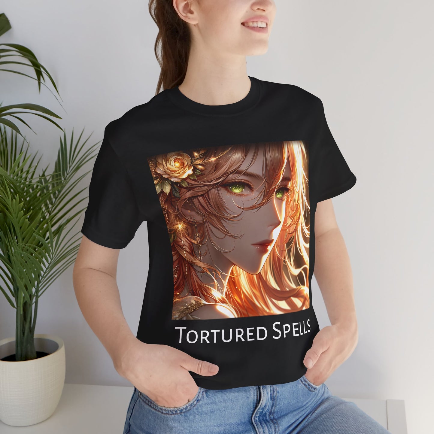 Tortured Spells Beauty, Unisex, Black Jersey, Short Sleeve Tee