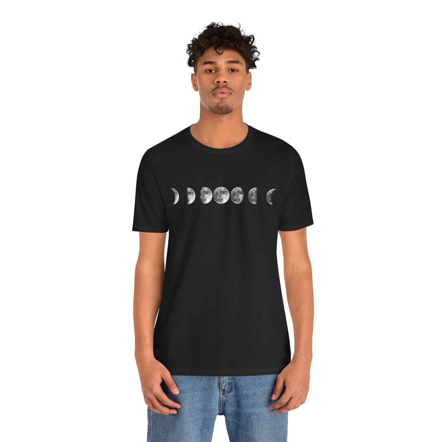 Moon Phases, Unisex, Black Jersey Short Sleeve Tee