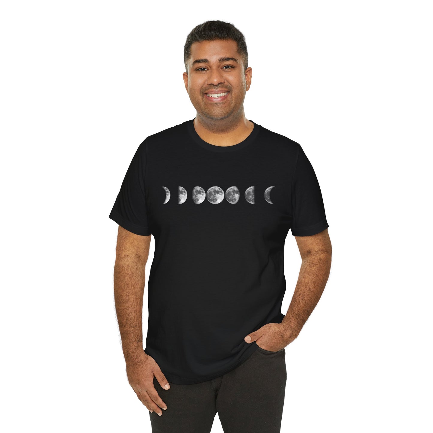 Moon Phases, Unisex, Black Jersey Short Sleeve Tee