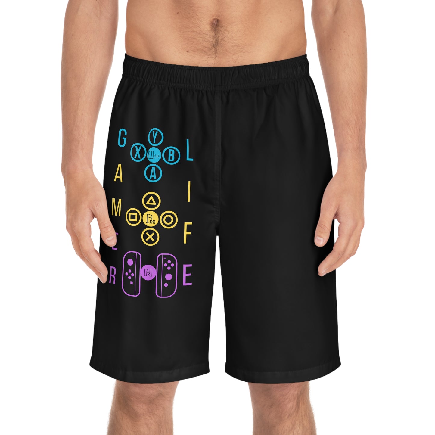Gamer Life, Buttons Version, Men's Board Shorts