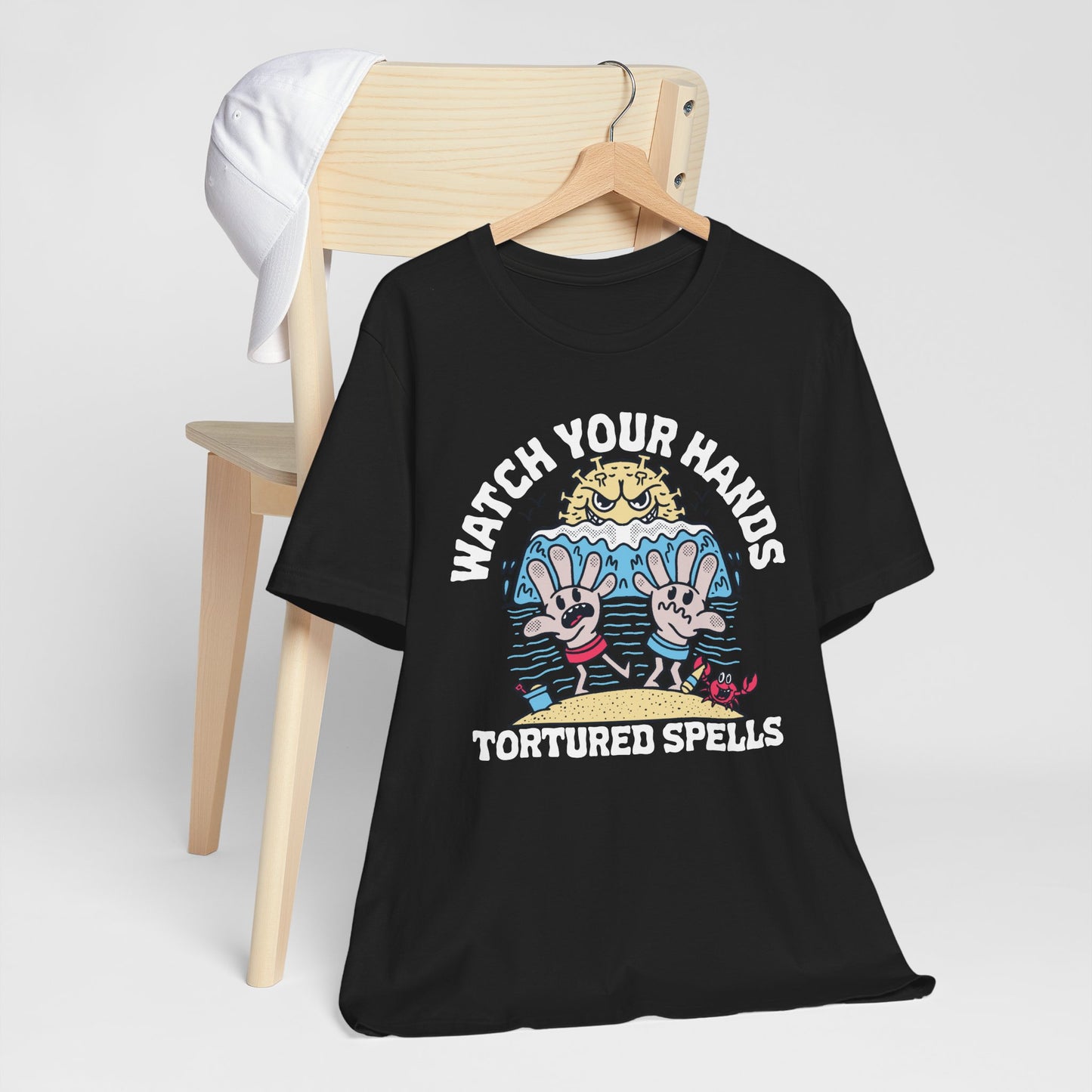 Watch Your Hands (Wash Your Hands, Coronavirus Reference), Unisex, Black/White Jersey, Short Sleeve Tee