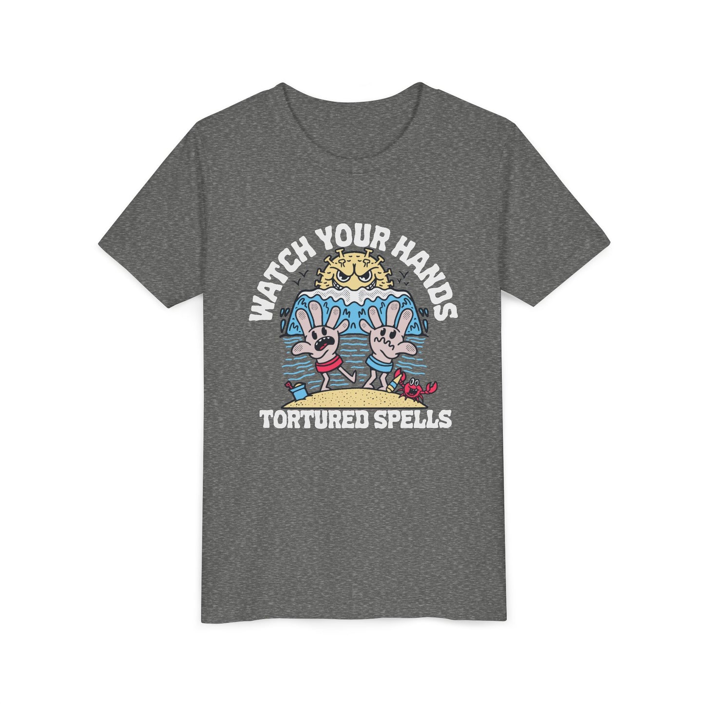 Watch Your Hands (Wash Your Hands, Coronavirus Reference), Youth, Black/White Short Sleeve Tee