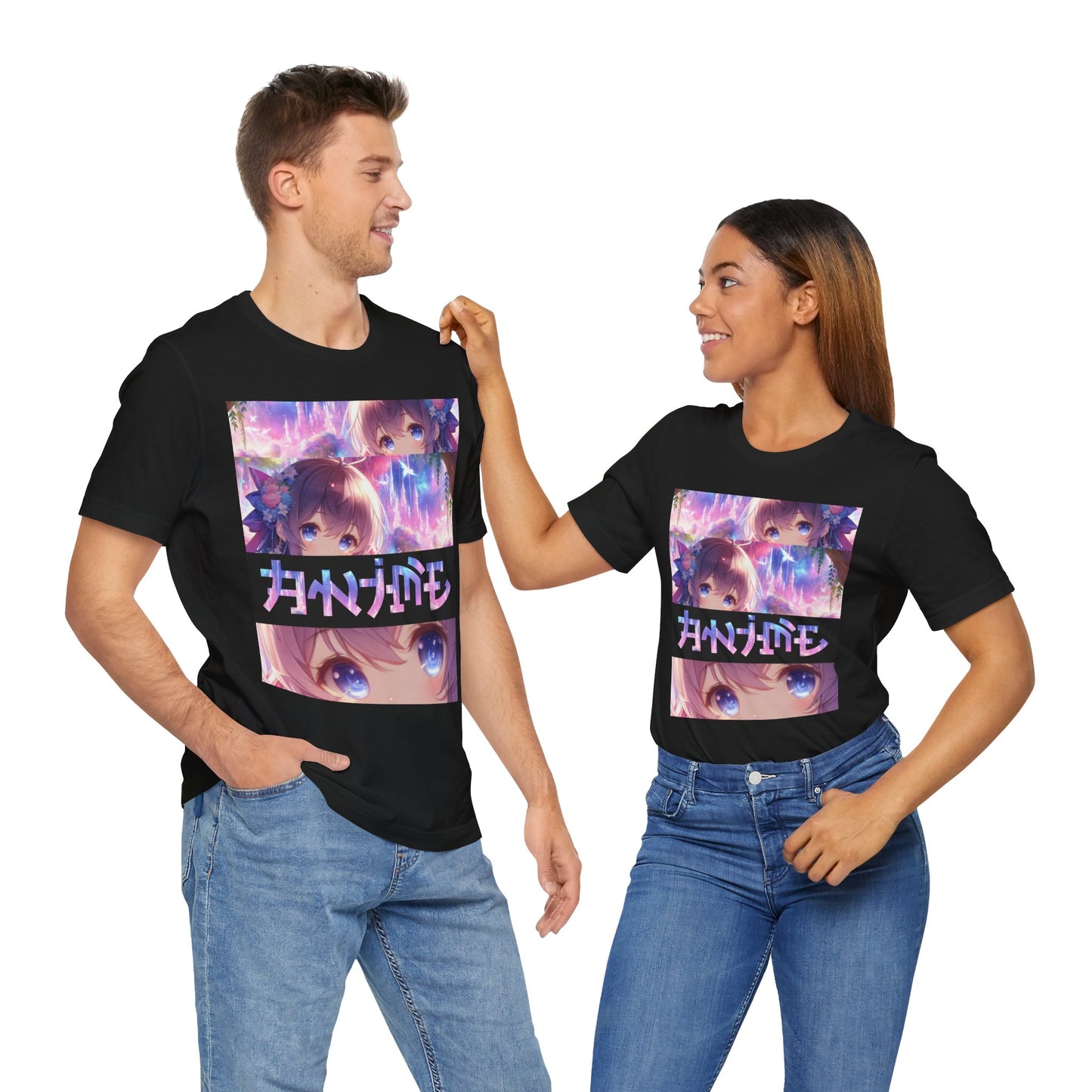 ANIME, Unisex, Black Jersey, Short Sleeve Tee