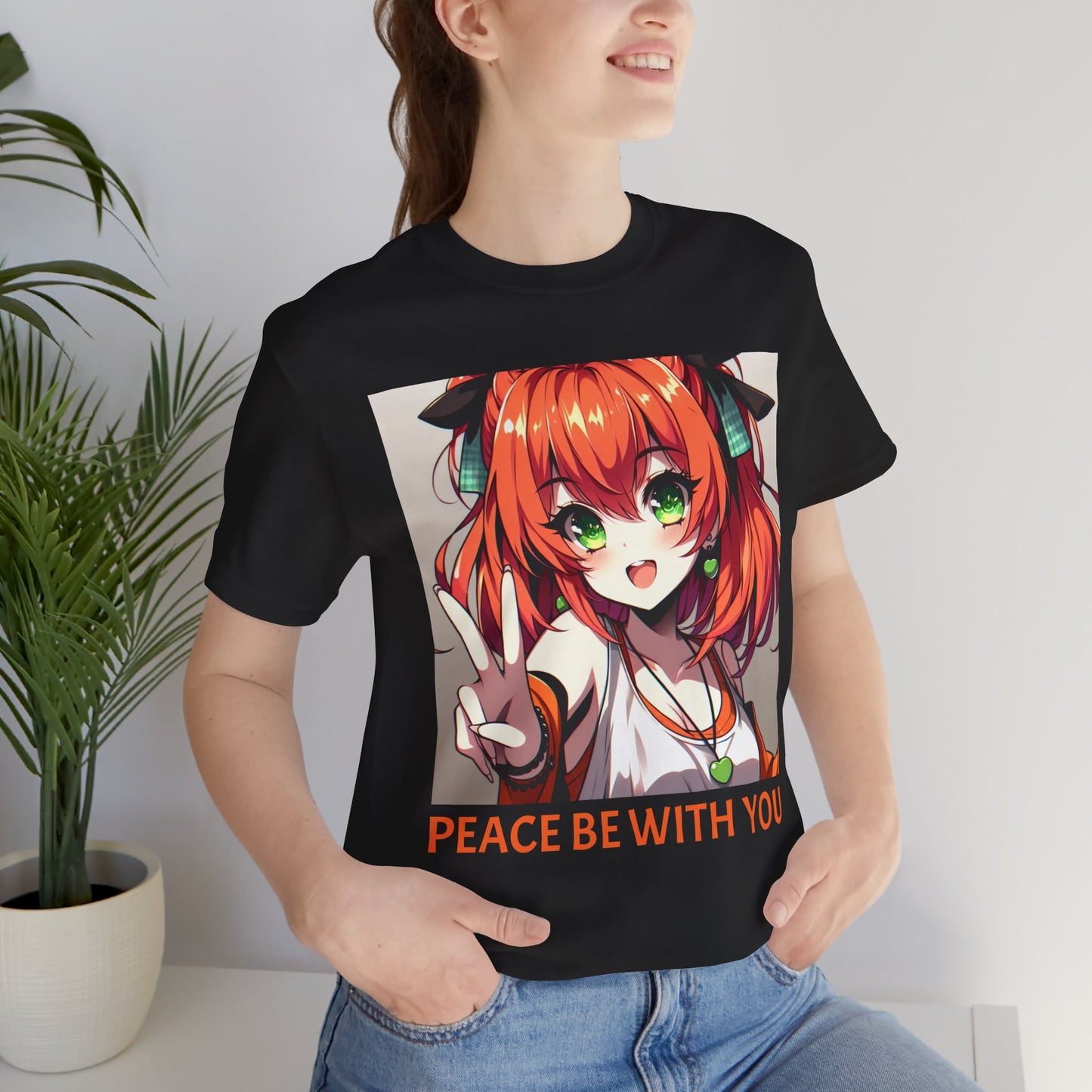 Anime Peace Ladies (Front and Back), Unisex, Black Jersey, Short Sleeve Tee