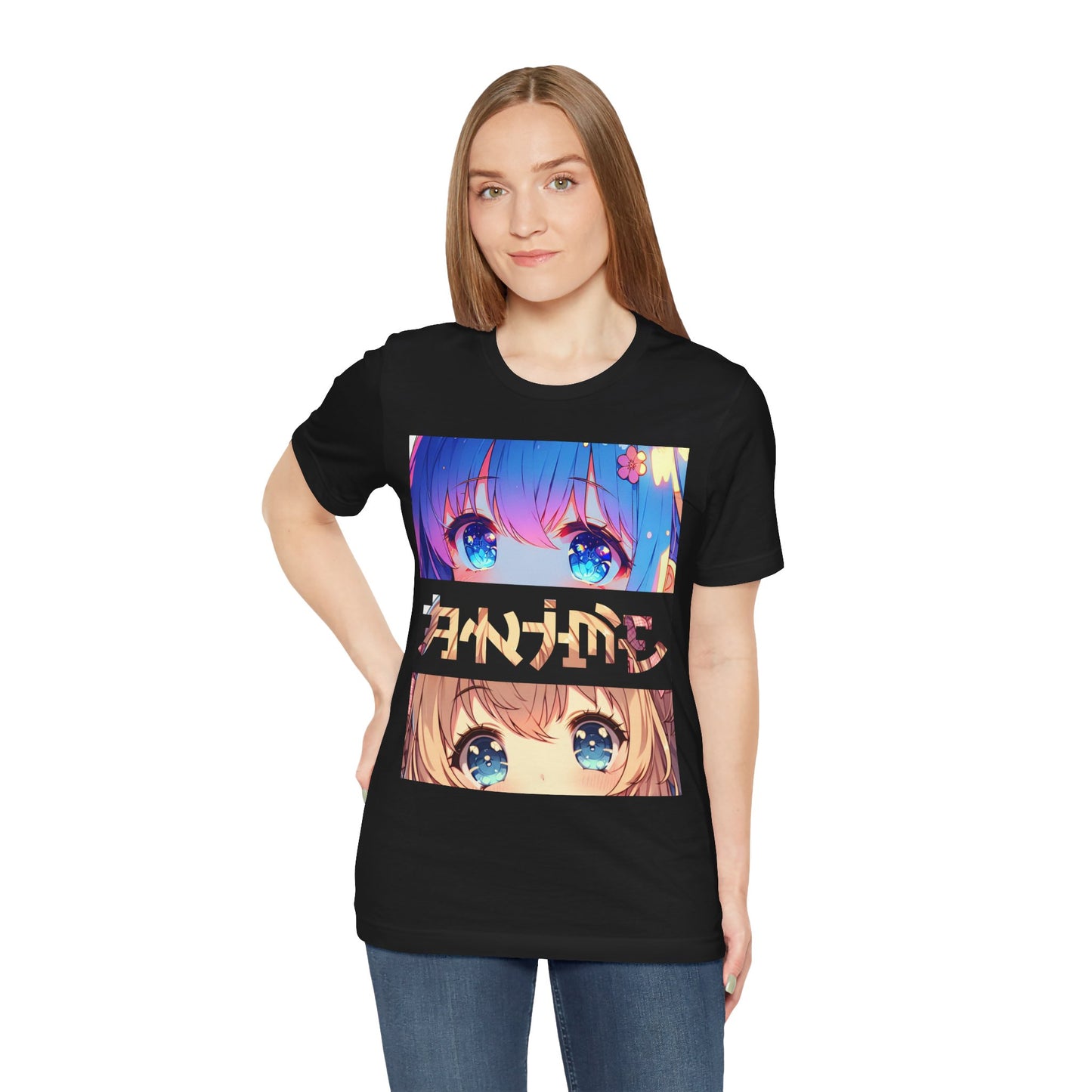 ANIME EYES, Unisex, Black Jersey, Short Sleeve Tee