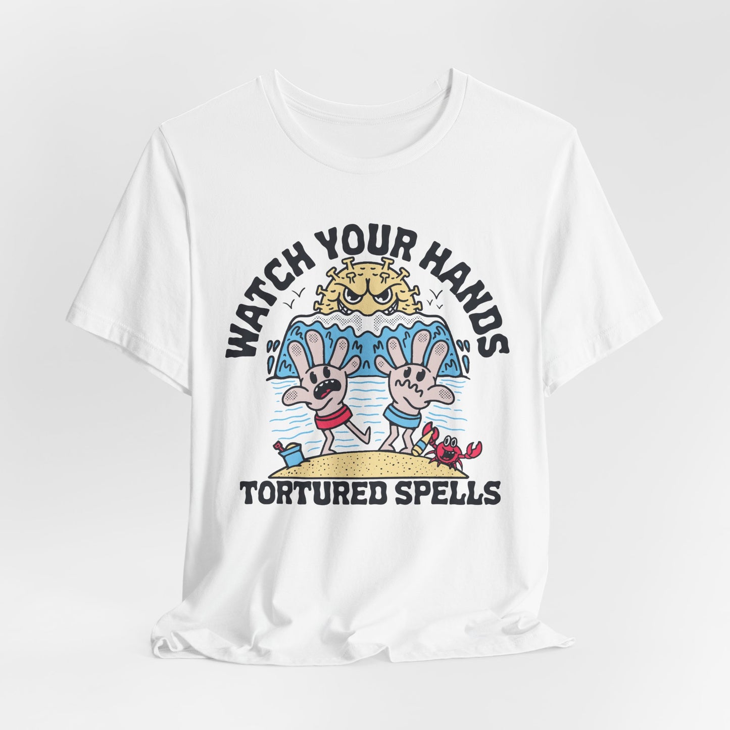 Watch Your Hands (Wash Your Hands, Coronavirus Reference), Unisex, Black/White Jersey, Short Sleeve Tee