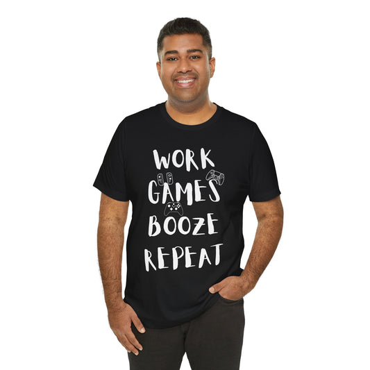 Adult Repeat Tee, Unisex, Black Jersey, Short Sleeve Tee
