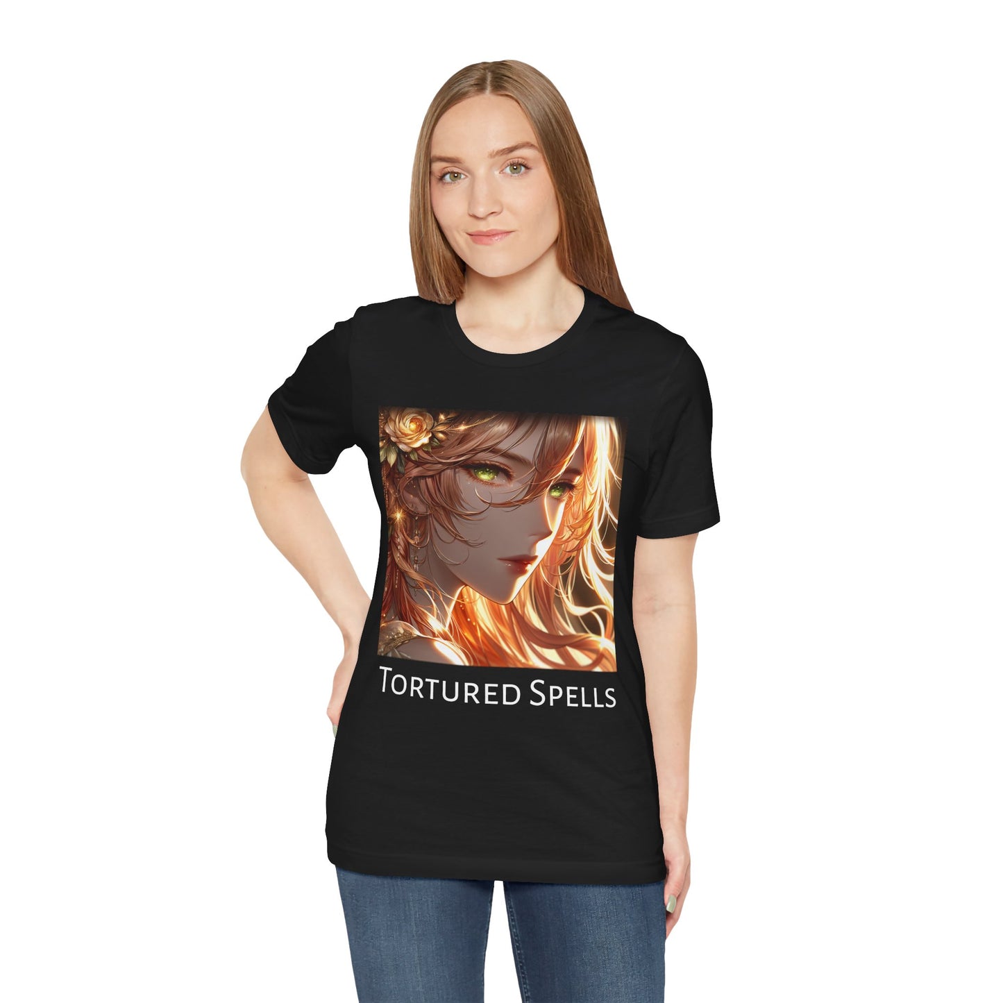 Tortured Spells Beauty, Unisex, Black Jersey, Short Sleeve Tee